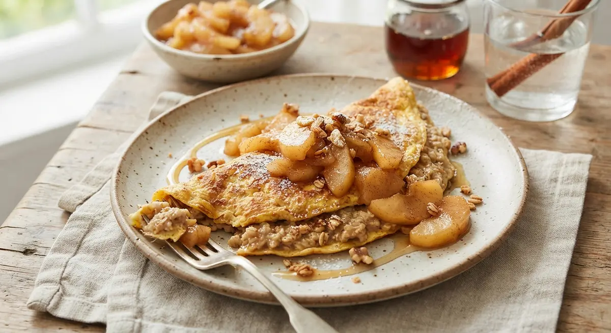 Sweet Oatmeal Egg Omelette Apple Compote